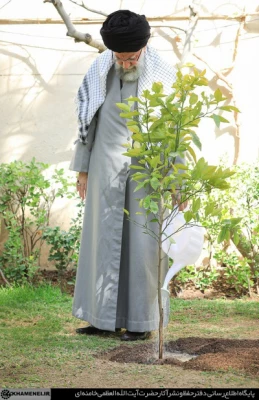 بیانات مقام معظم رهبری پس از کاشت نهال در روز درختکاری 9