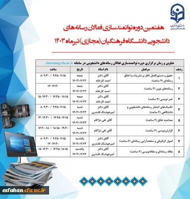 فراخوان ثبت نام فعالان رسانه های دانشجویی در هفتمین دوره توانمندسازی نشریات (مجازی) سال 1403